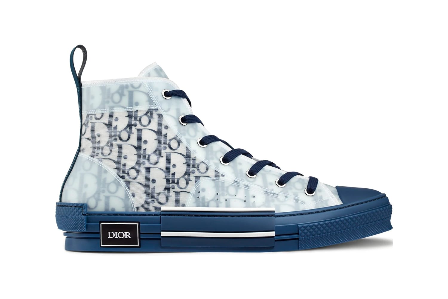 Dior B23 High Top White Navy Blue Dior Oblique Canvas  Cop Sneaker